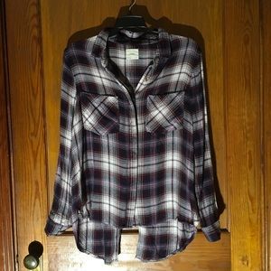 Harper soft flannel open back shirt